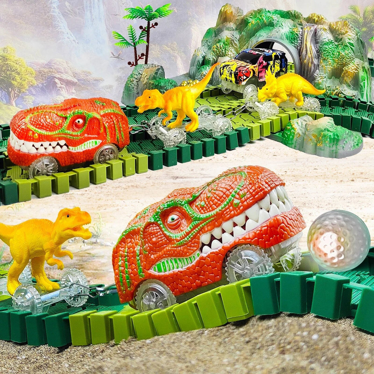 Toystar Racing Dinosaur Train Set | Imaginative Train Track Set for Unprecedented Play Fun - Including Extra Dino and Trai...