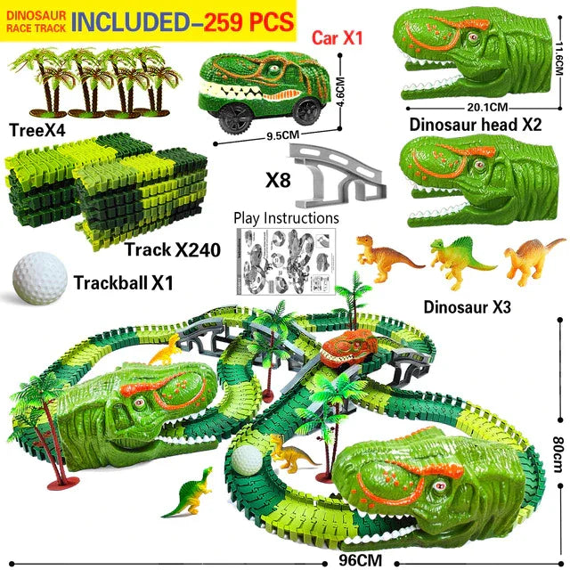 Toystar Racing Dinosaur Train Set | Imaginative Train Track Set for Unprecedented Play Fun - Including Extra Dino and Trai...