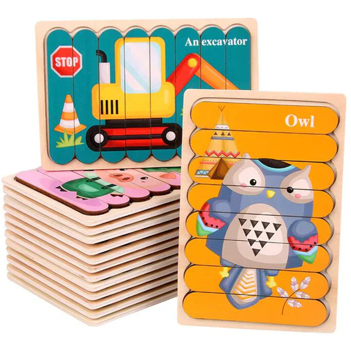 Toystar Ecotoys Wooden 3D Vehicle & Fruit Puzzles | Educational Toys for Creative Children - Learn and Play with Puzzles f...