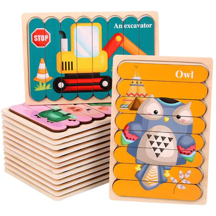 Toystar EcoToys Montessori Animal Puzzle | Educational and Stimulating - Double-sided 3D Puzzle - Educatief en Stimuleren ...