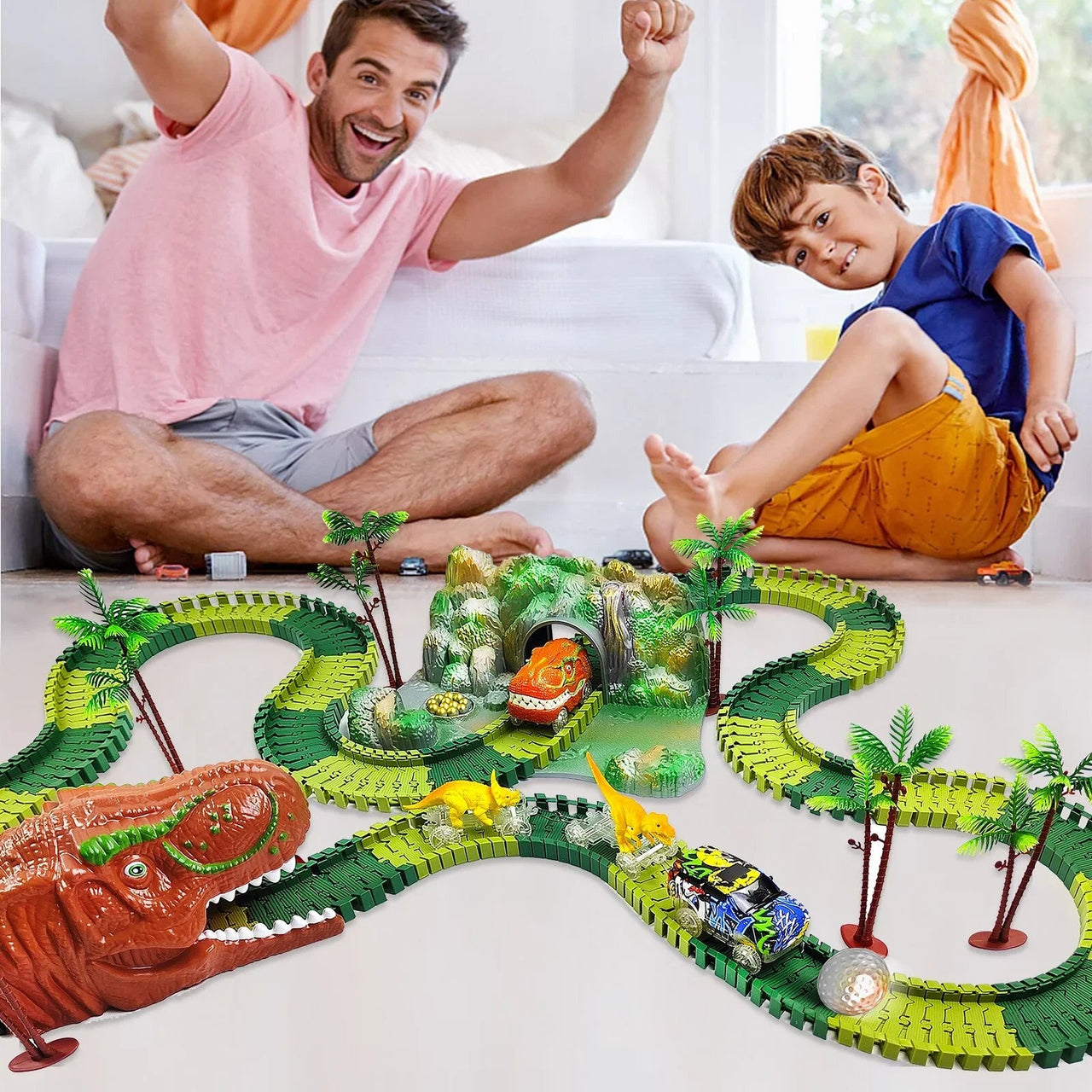 Toystar Racing Dinosaur Train Set | Imaginative Train Track Set for Unprecedented Play Fun - Including Extra Dino and Trai...