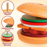 Thumbnail for Toystar BurgerStack | Playful learning to stack - Montessori wooden hamburger set - Speels leren stapelen - Montessori hou...