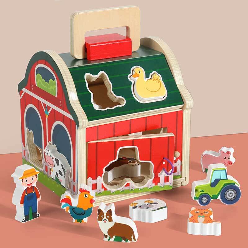 Toystar FarmyPlay | Educational and fun - Wooden sorting farm with farm animals and shapes - Leerzaam en leuk - Houten sor...