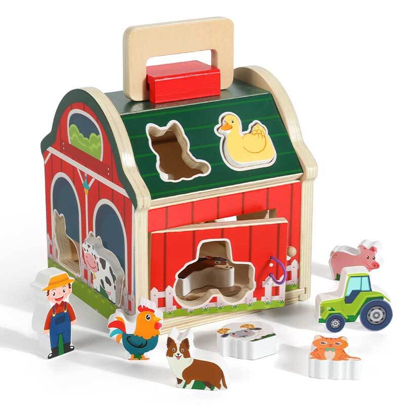Toystar FarmyPlay | Educational and fun - Wooden sorting farm with farm animals and shapes - Leerzaam en leuk - Houten sor...