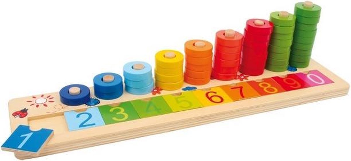 Toystar EcoToys Counting Fun | Make learning fun - Colorful wooden math board - Maak leren leuk - Kleurrijk houten rekenbo...