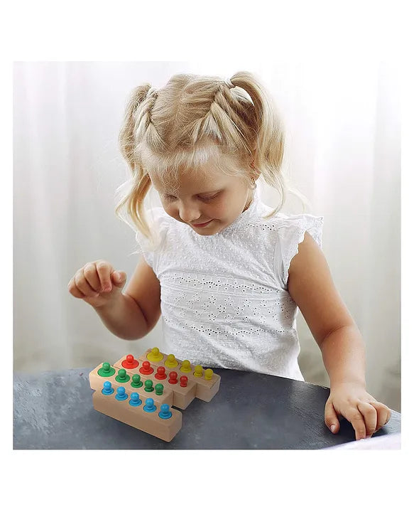 Toystar Ecotoys SensoryBlocks | Develop sense of touch and coordination - Montessori wooden puzzle set - Ontwikkel tastzin...