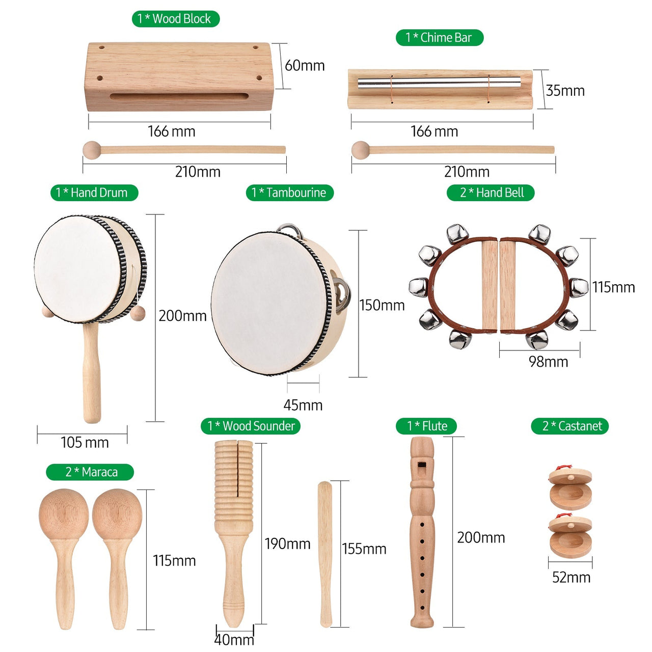 Toystar Ecotoys HarmonyPlay | Put Music in Your Child's Hands - Wooden musical instruments set - Breng Muziek in de Handen...