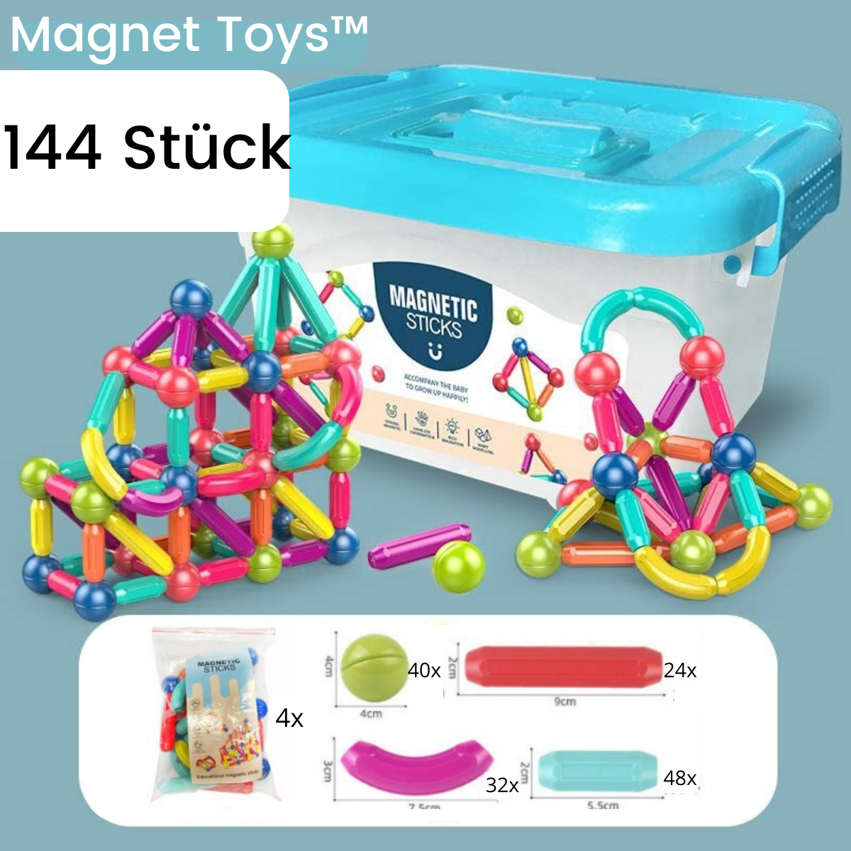Toystar Magnetix Attractive Building Blocks Set | Development & Creativity - For Babies and Children - Ontwikkeling & Crea...