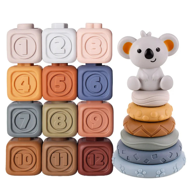 Toystar Baby Silicone Blocks | Learning and Playing - Montessori Toys - Leren en Spelen - Montessori Speelgoed