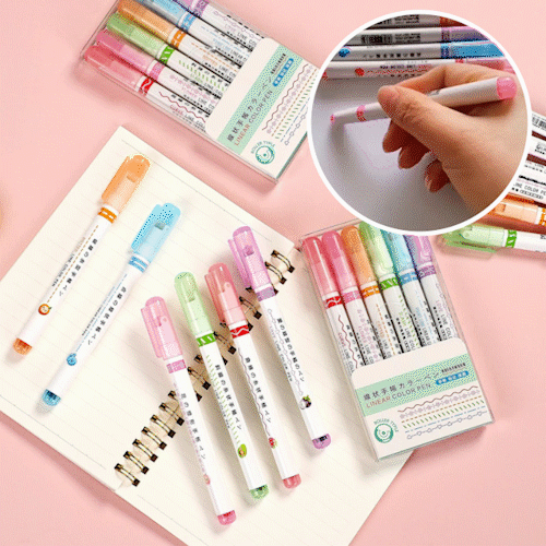 Multi-Color Highlighter Pen | Colorful Roller Tip Highlighter Set for Creative Minds - 6 Pieces Full of Fun