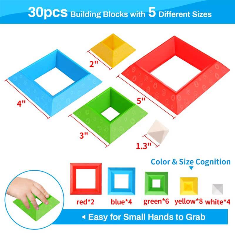 Toystar StackyPyramid | Build and discover - 3D pyramid stacking blocks for children - Bouw en ontdek - 3D piramide stapel...