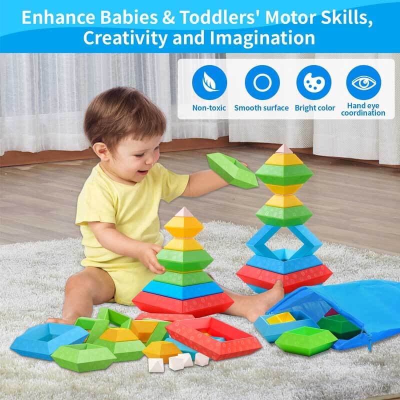 Toystar StackyPyramid | Build and discover - 3D pyramid stacking blocks for children - Bouw en ontdek - 3D piramide stapel...