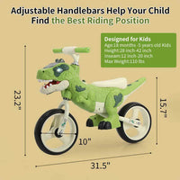Thumbnail for Toystar Dino Balance Bike for Toddlers – Tough T-Rex Bike with Adjustable Handlebars - Bestseller - Loopfiets kind (3)