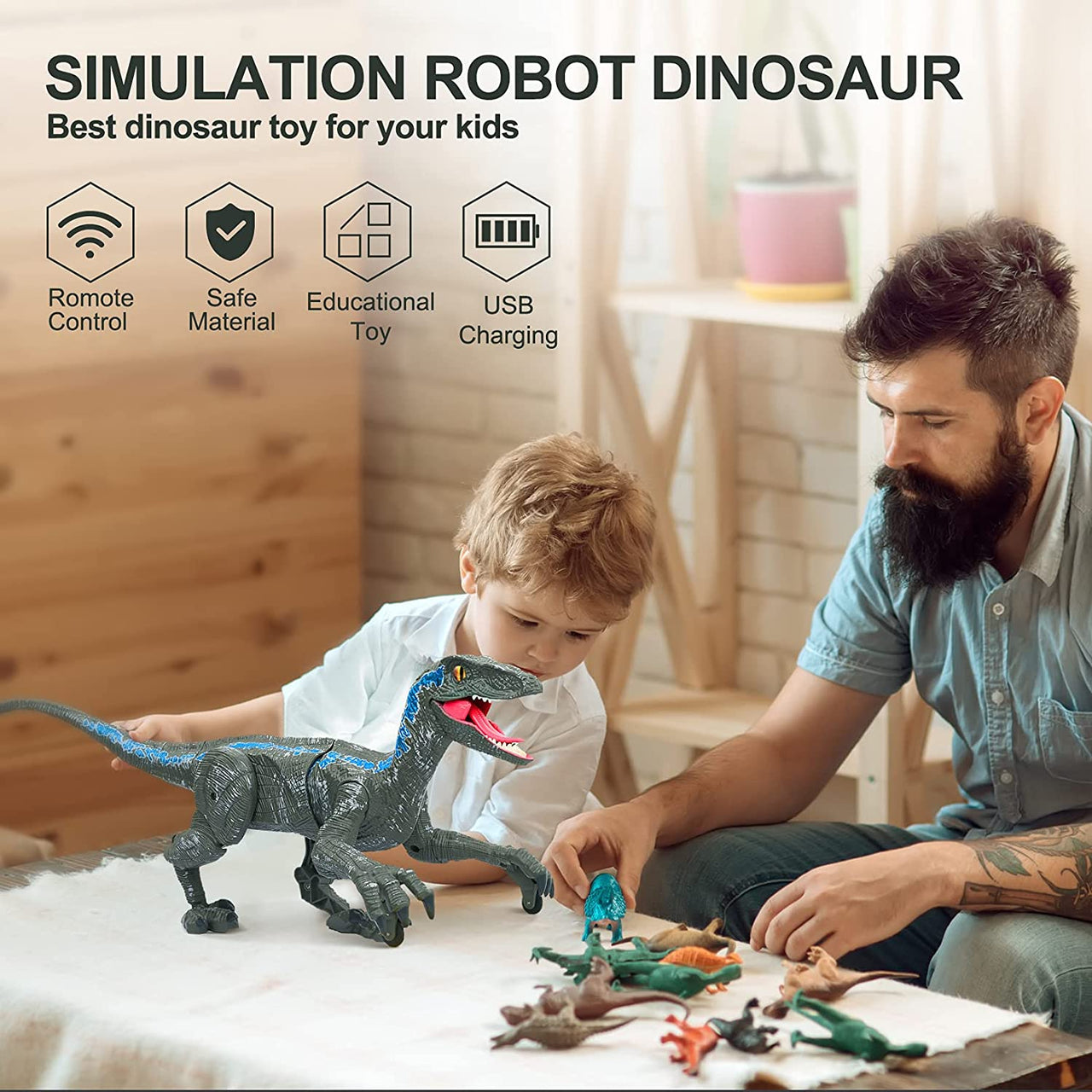 Toystar Remote Controlled Dinosaur | Remote Controlled Dinosaur Raptor for Kids - Remote Controlled Dinosaur | Afstandsbed...