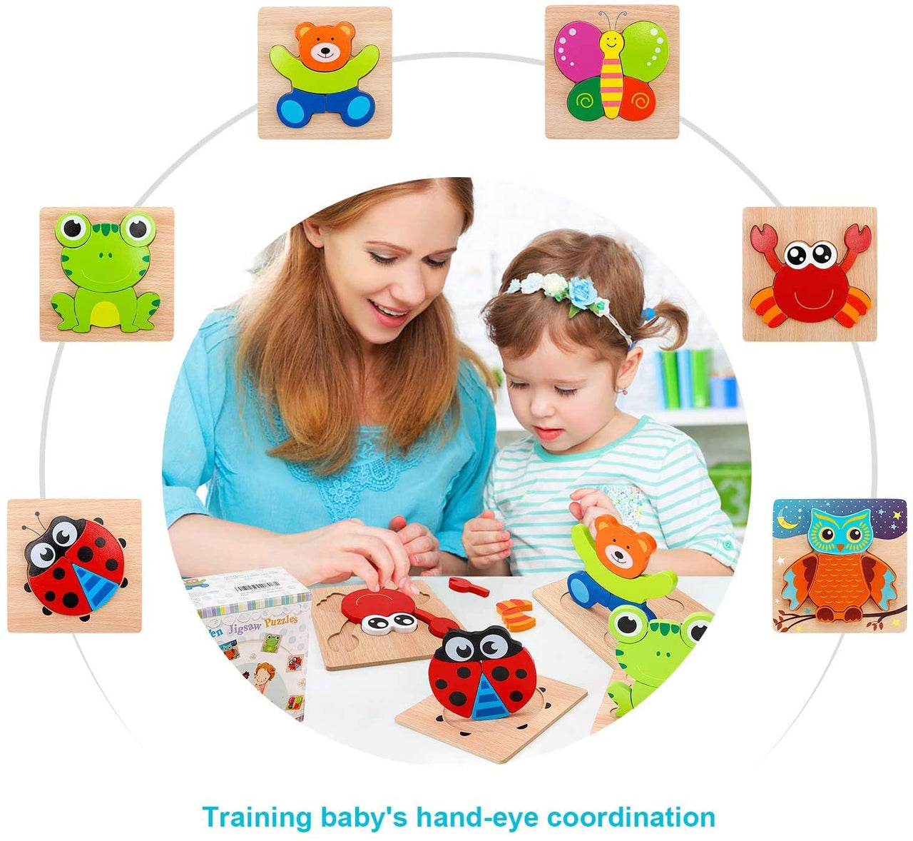 Toystar EcoWood Puzzles | Encourage Creativity and Learning - 6 wooden puzzles - Stimuleer Creativiteit en Leren - 6 houte...
