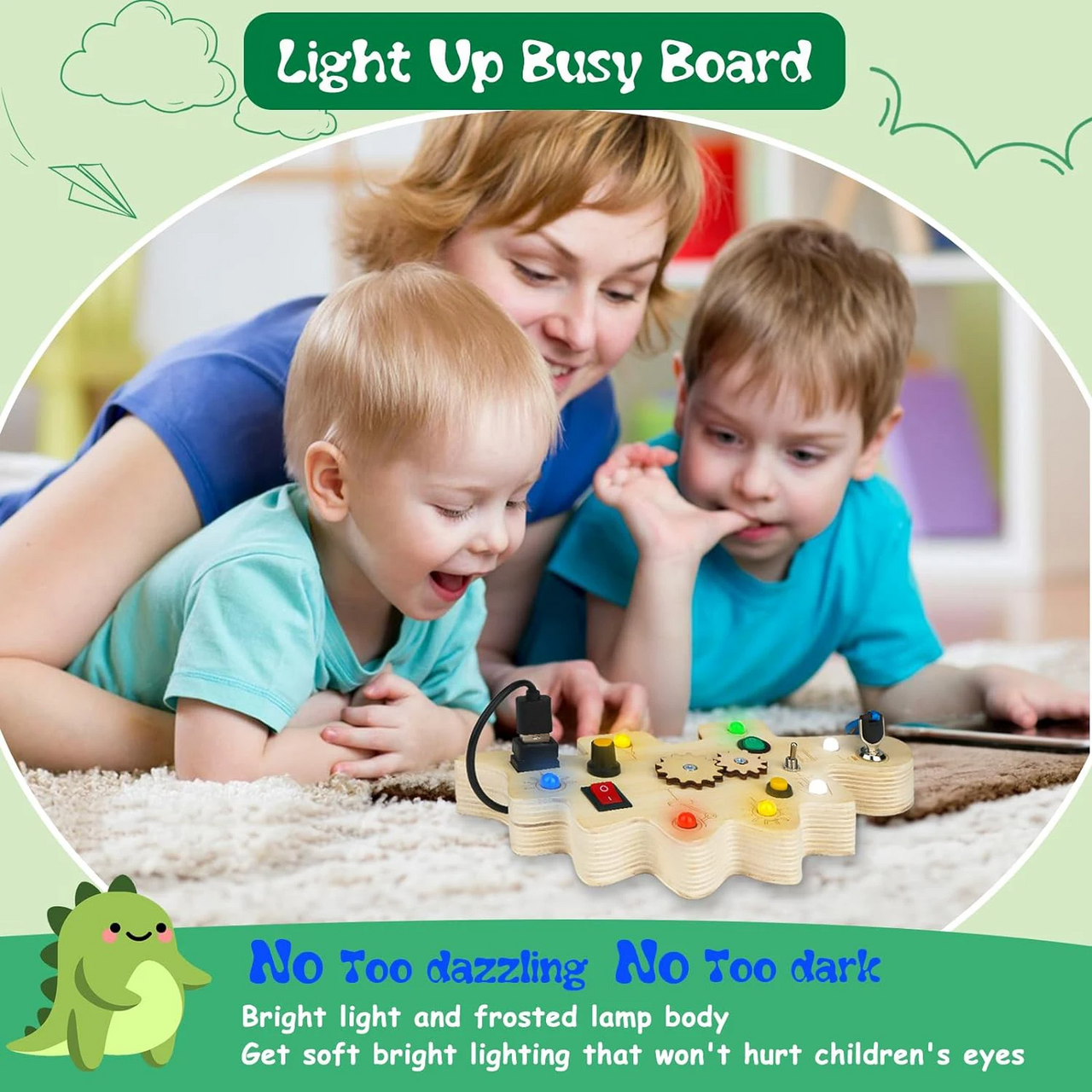 Toystar Ecotoys DinoSpark | Montessori LED Game Board - Educational Baby Toys - Montessori LED Speelbord - Educatief Baby ...