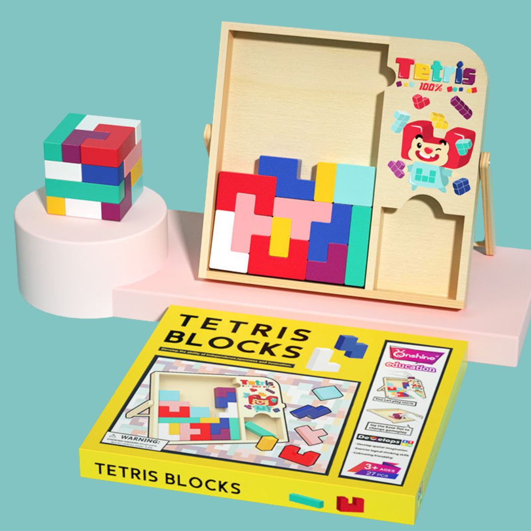 Toystar EcoToys Tetrino | Play, learn and develop creative thinking - Montessori puzzle for children - Speel, leer en ontw...