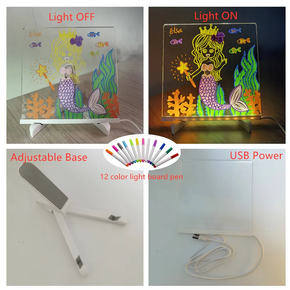 Toystar Personalized LED Lamp | Creative Message Board for Kids - Rechargeable and Extendable - Creatief Berichtbord voor ...