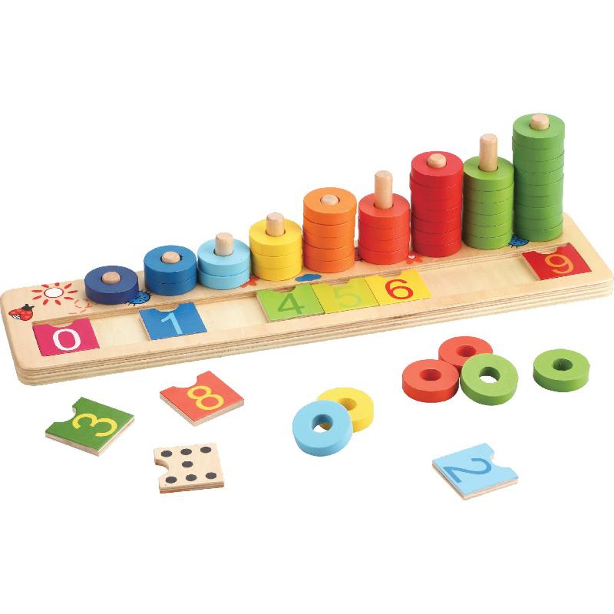 Toystar EcoToys Counting Fun | Make learning fun - Colorful wooden math board - Maak leren leuk - Kleurrijk houten rekenbo...