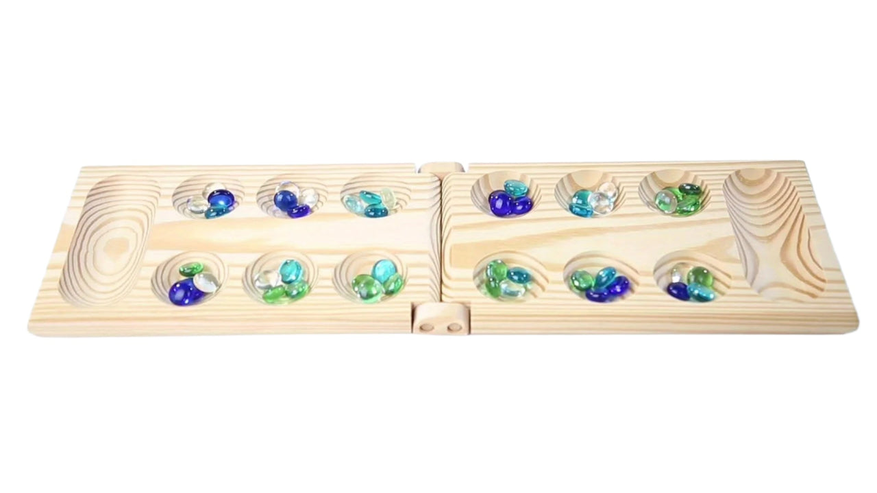 Toystar EcoToys Mancala Game Set | Foldable Wooden Board Game with Multicolor Beads - Family Fun for Kids & Adults - Opvou...