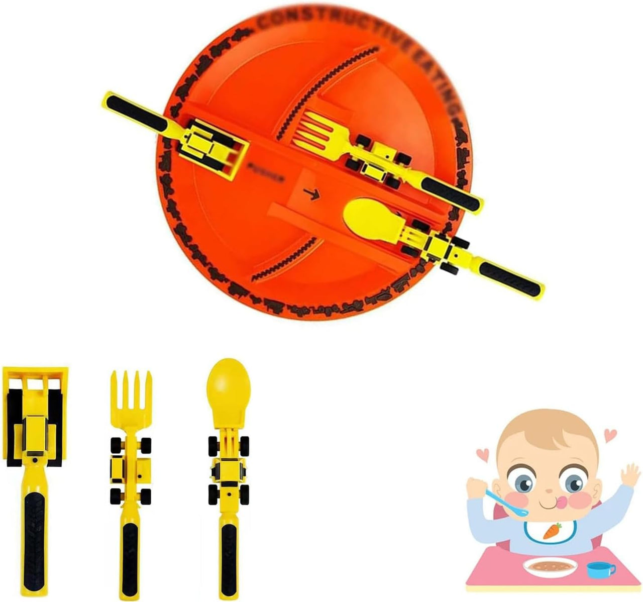Toystar Build & Bite | Eating fun for little builders - Playful children's cutlery set - Bestseller - Eetplezier voor klei...