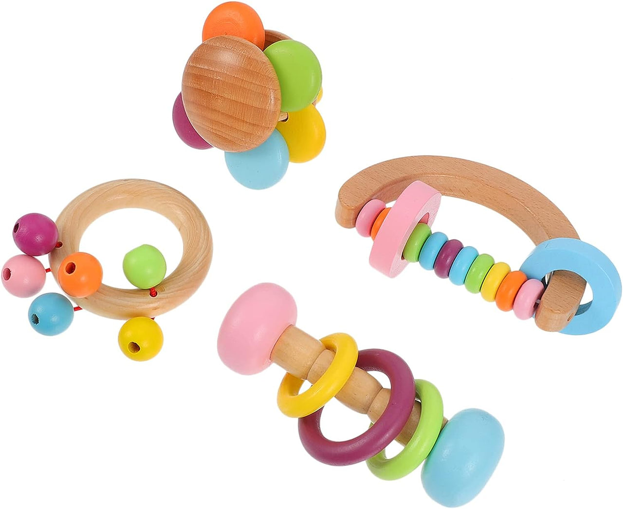 Ecotoys RattlePlay | Sensorisch plezier voor kleintjes - Montessori Houten Rammelaars