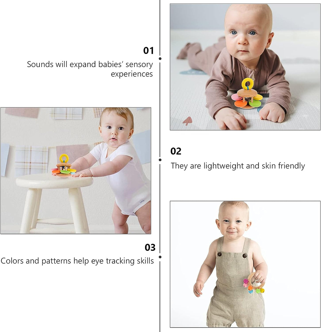 Ecotoys RattlePlay | Sensorisch plezier voor kleintjes - Montessori Houten Rammelaars