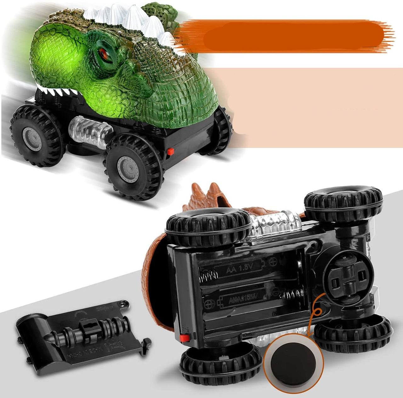 DinoRacers | Brullende actie - Elektrische dinosaurus auto met licht & geluid