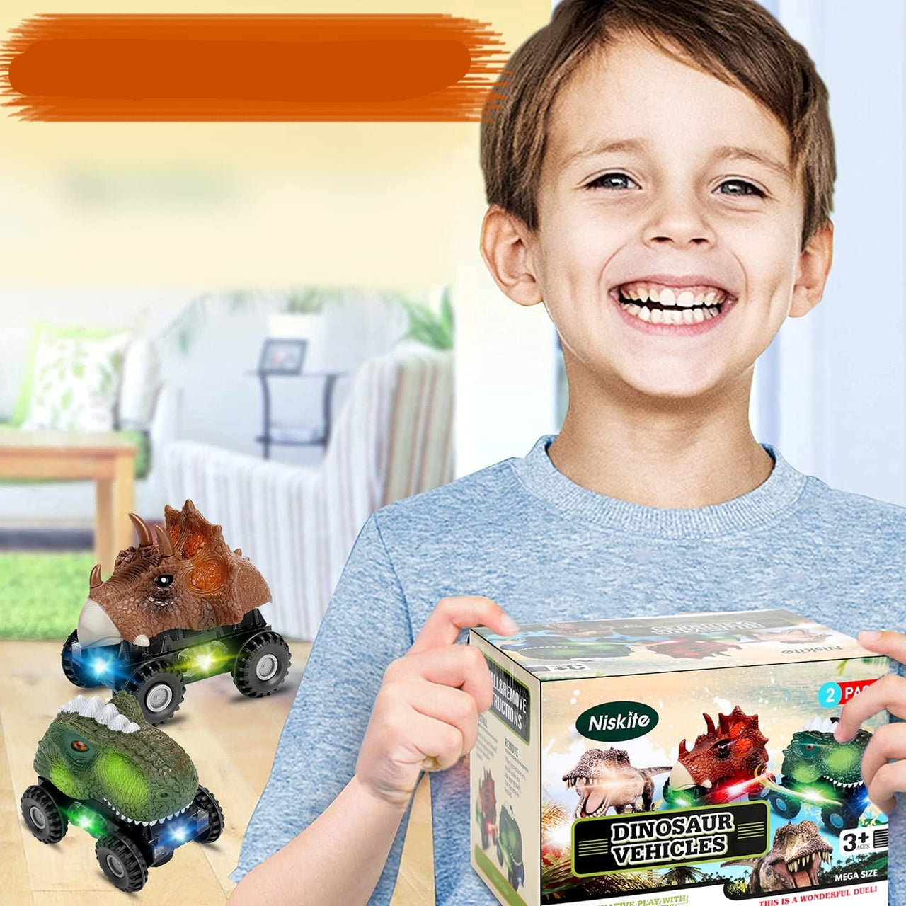 DinoRacers | Brullende actie - Elektrische dinosaurus auto met licht & geluid