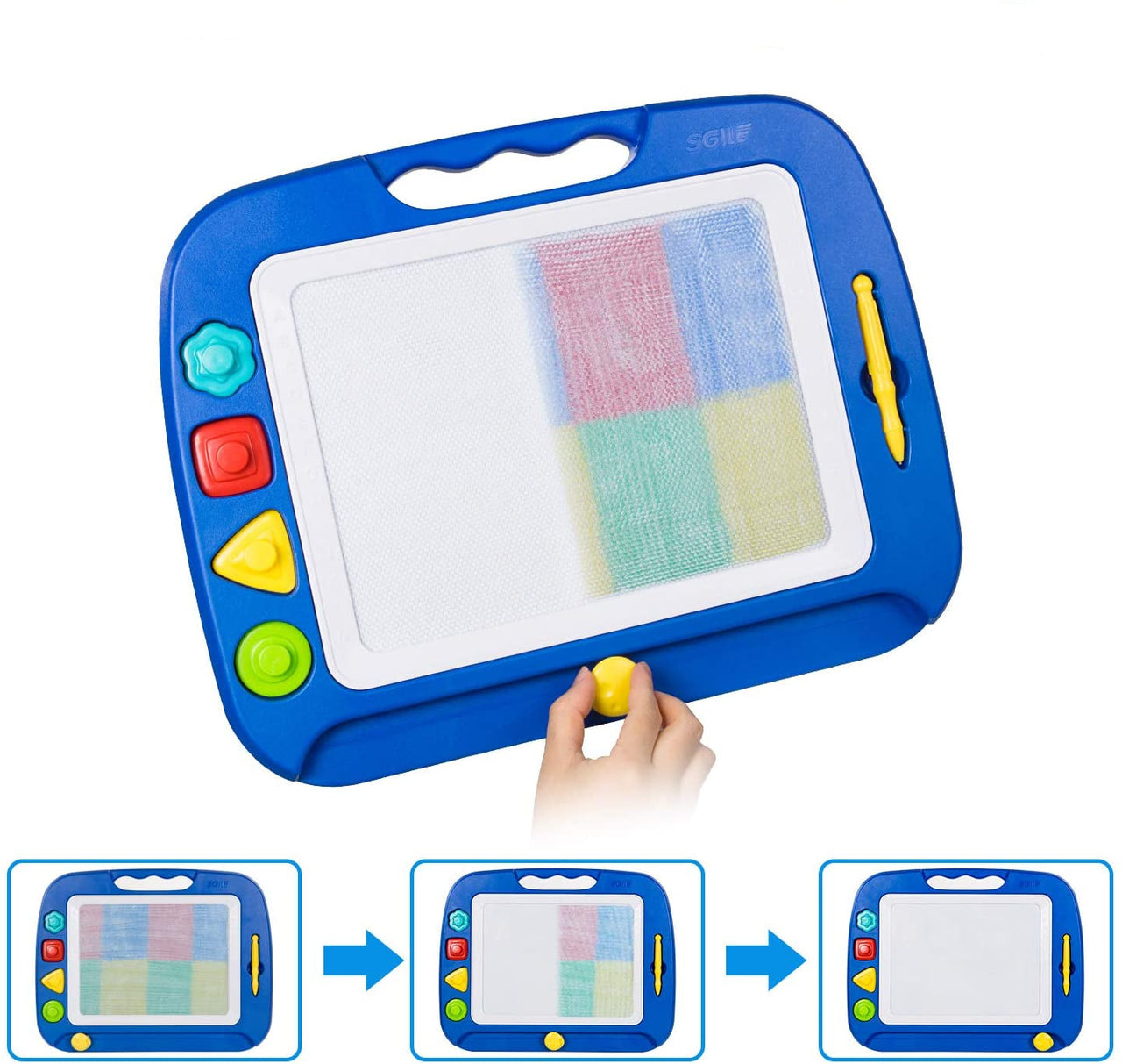 Magnetix MagniSketch | Eindeloos creatieve fun - Grote magnetische tekenbord met 4 kleuren & stempels