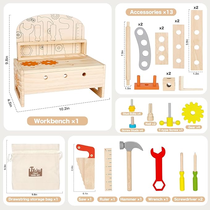 Toystar Ecotoys FixiBoard | Stimulates Creativity and Skills - Educational Wooden Game Board - Stimuleert Creativiteit en ...