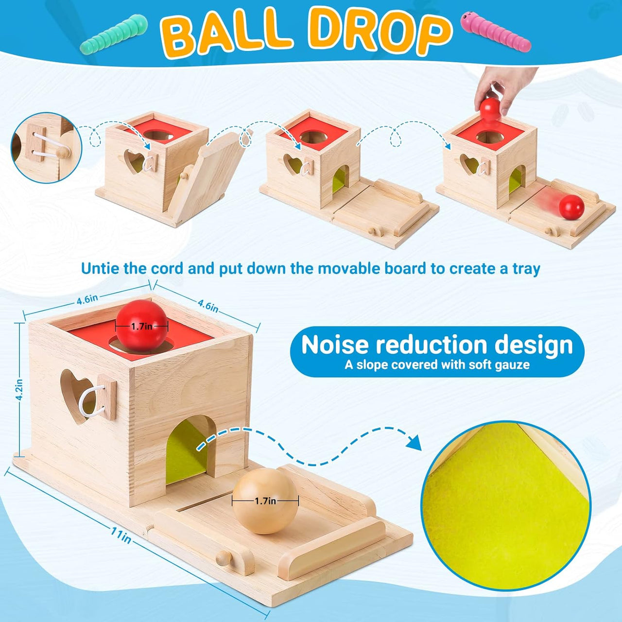 Toystar EcoToys EduPlay Box | Encourage learning and discovery - Montessori Wooden Playset - Stimuleer leren en ontdekken ...