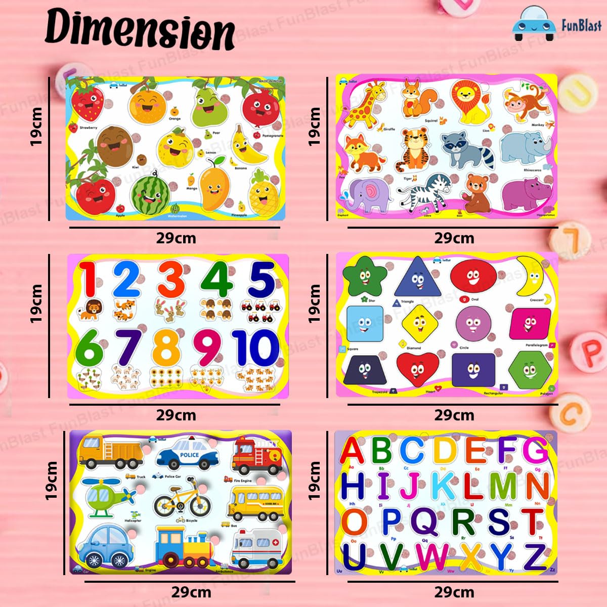 Toystar EduPlay | Learning with fun - Wooden puzzle set for toddlers and preschoolers - Leren met plezier - Houten puzzels...