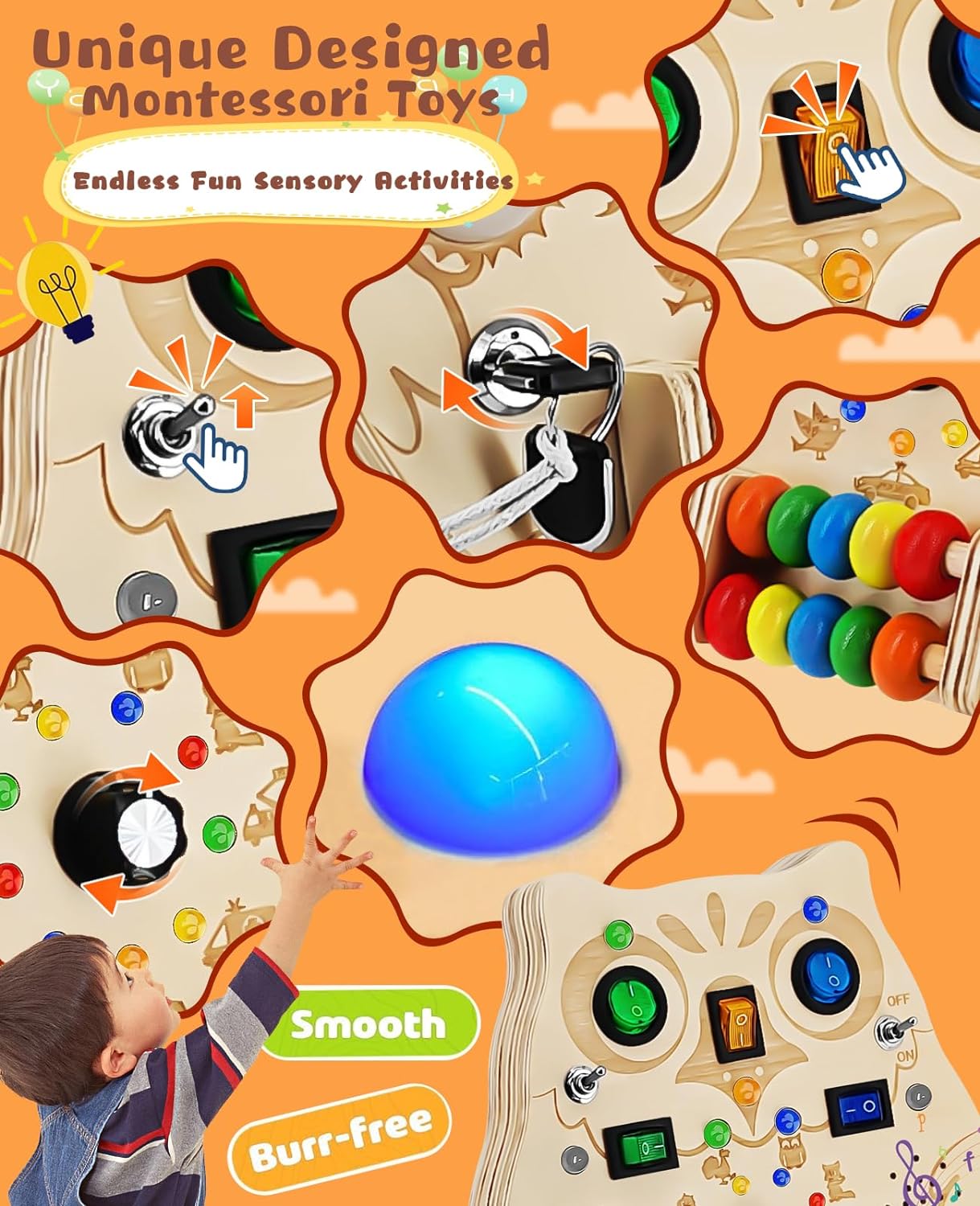 Toystar Owl Bright Board | Learn through play - Educational Wooden Game Board - Leer spelenderwijs - Educatief Houten Spee...