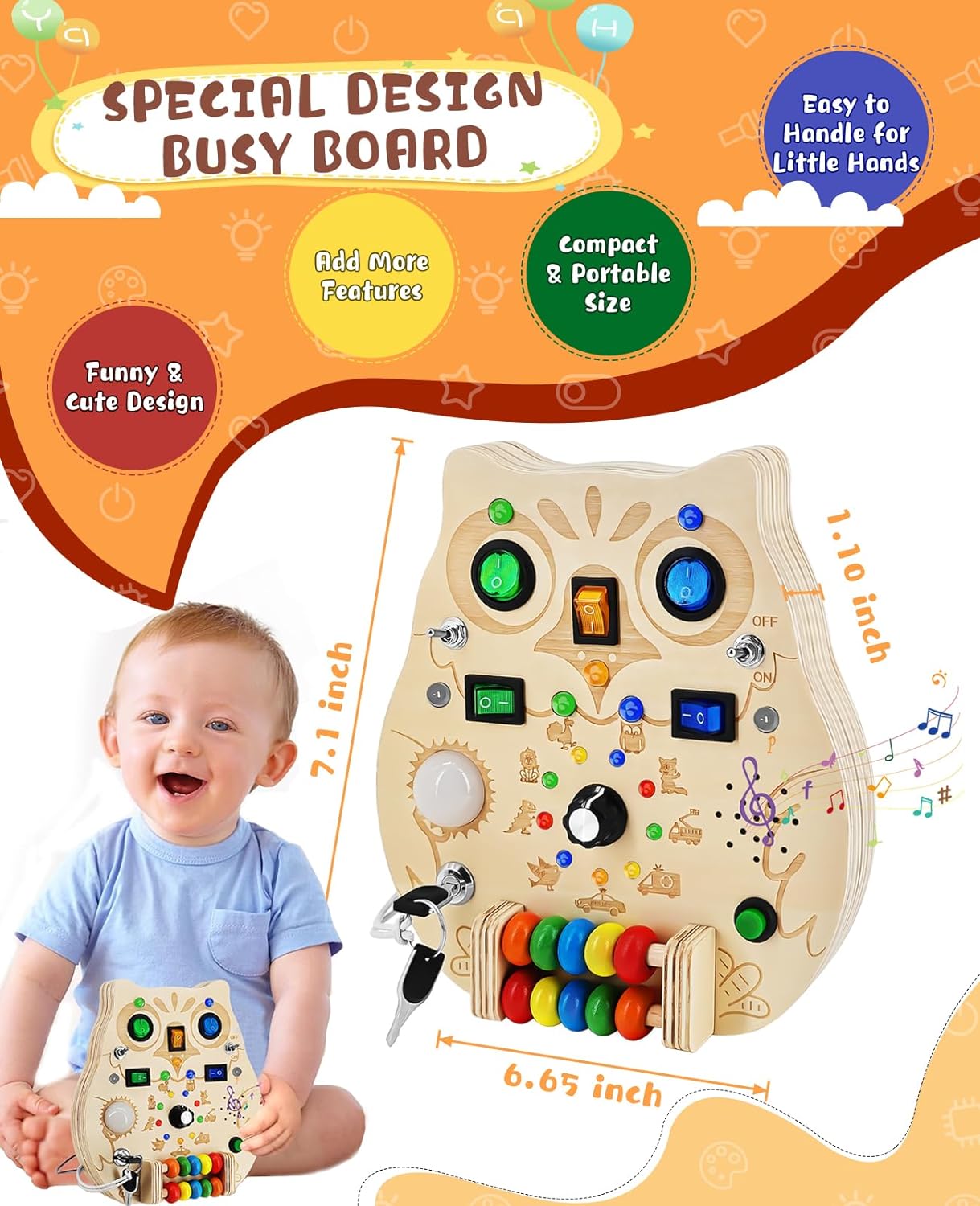 Toystar Owl Bright Board | Learn through play - Educational Wooden Game Board - Leer spelenderwijs - Educatief Houten Spee...