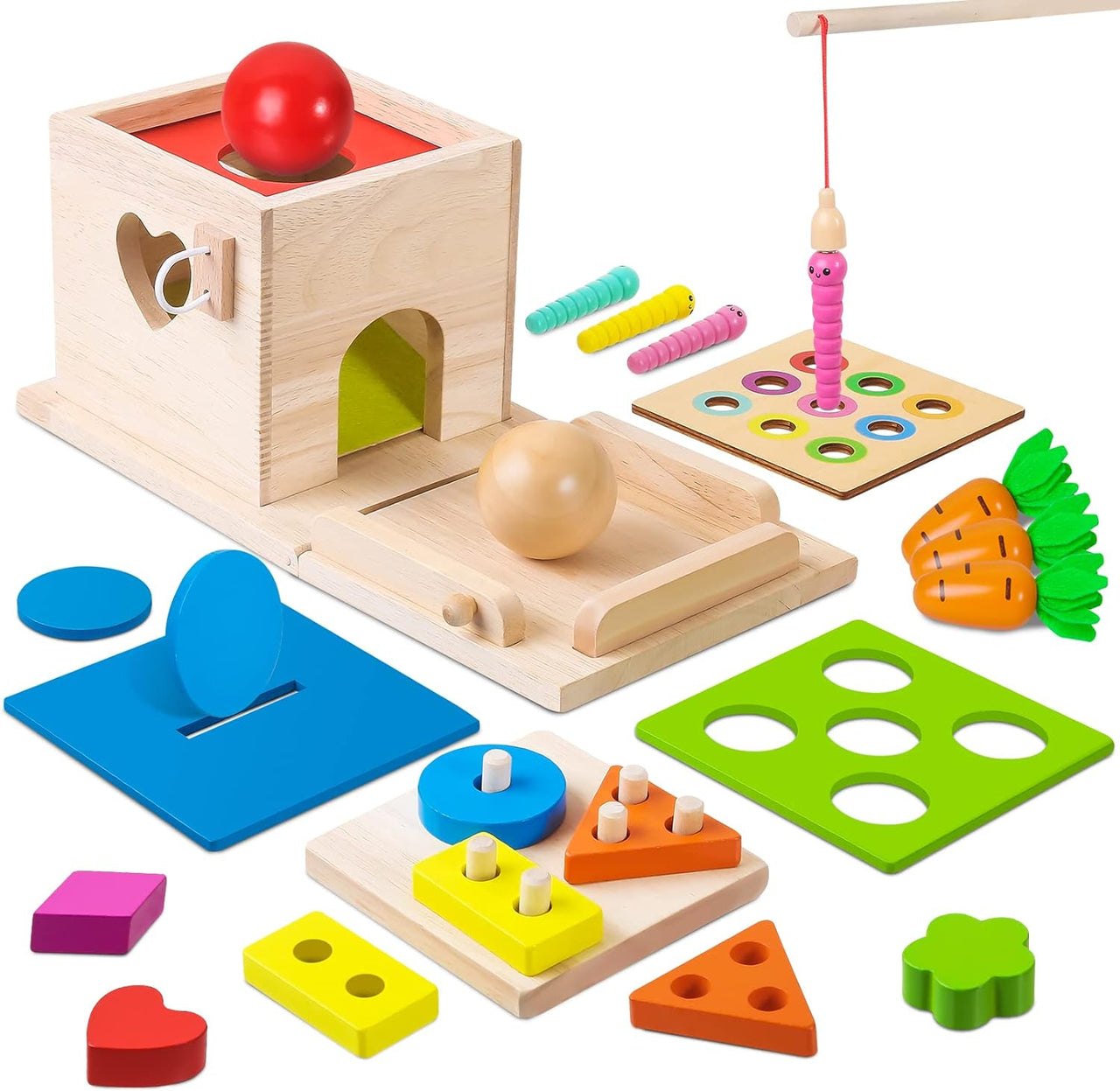 Toystar EcoToys EduPlay Box | Encourage learning and discovery - Montessori Wooden Playset - Stimuleer leren en ontdekken ...