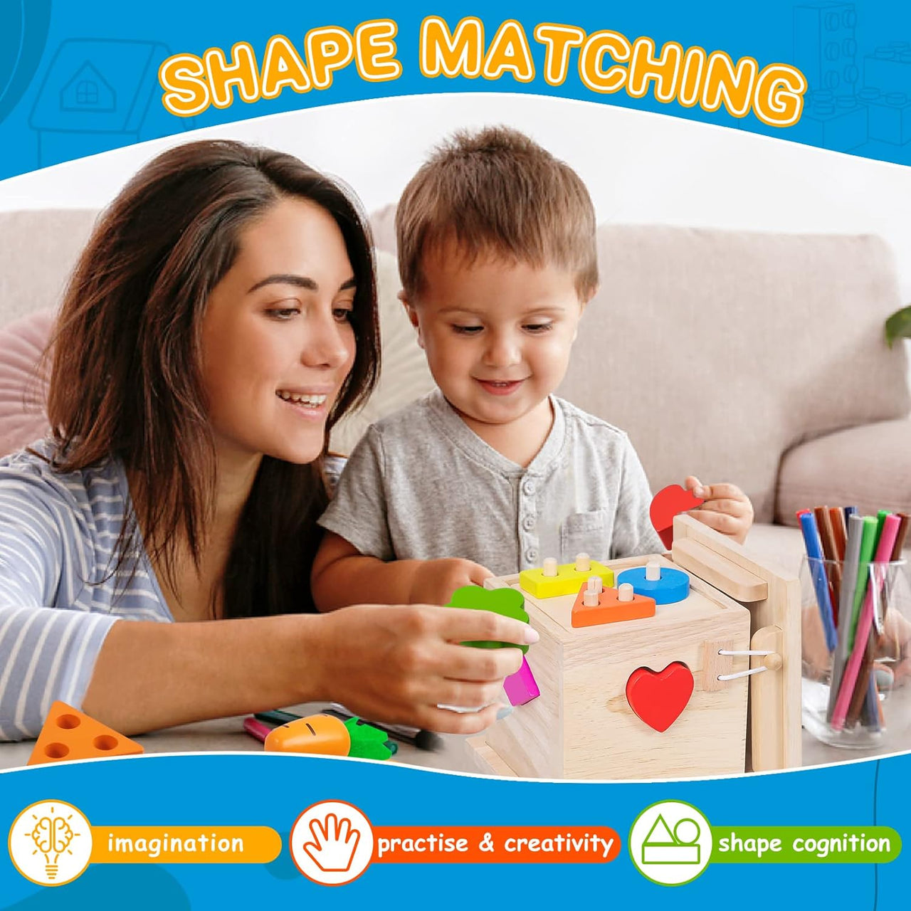 Toystar EcoToys EduPlay Box | Encourage learning and discovery - Montessori Wooden Playset - Stimuleer leren en ontdekken ...