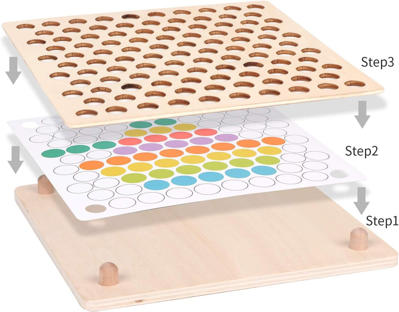 Ecotoys Grip & Play | Fijne motoriek en leerplezier - Houten kralenbord met pincetspel voor educatieve ontwikkeling!