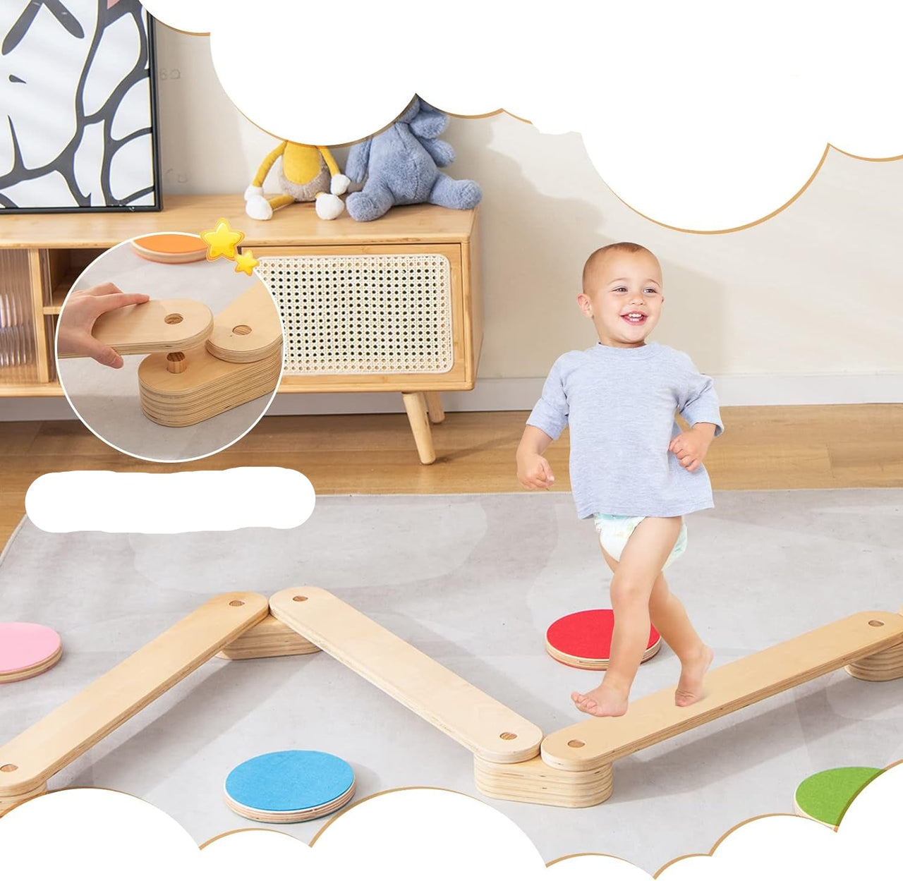 Ecotoys Step & Balance | Avontuurlijk speelplezier - Montessori evenwichtsbalken en stapstenen voor binnen en buiten!