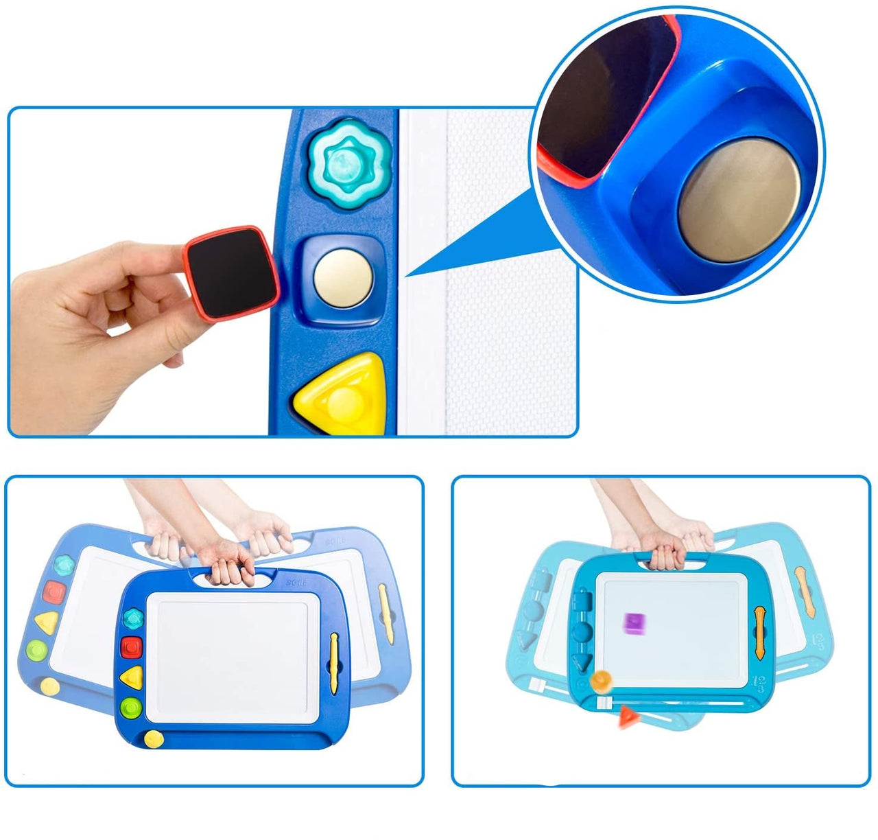 Magnetix MagniSketch | Eindeloos creatieve fun - Grote magnetische tekenbord met 4 kleuren & stempels