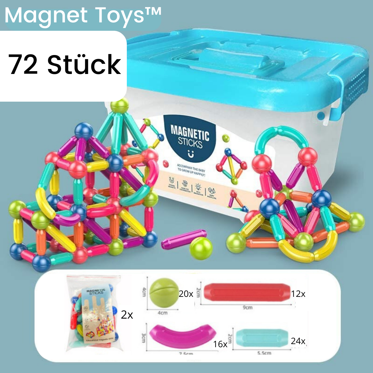 Toystar Magnetix Attractive Building Blocks Set | Development & Creativity - For Babies and Children - Ontwikkeling & Crea...