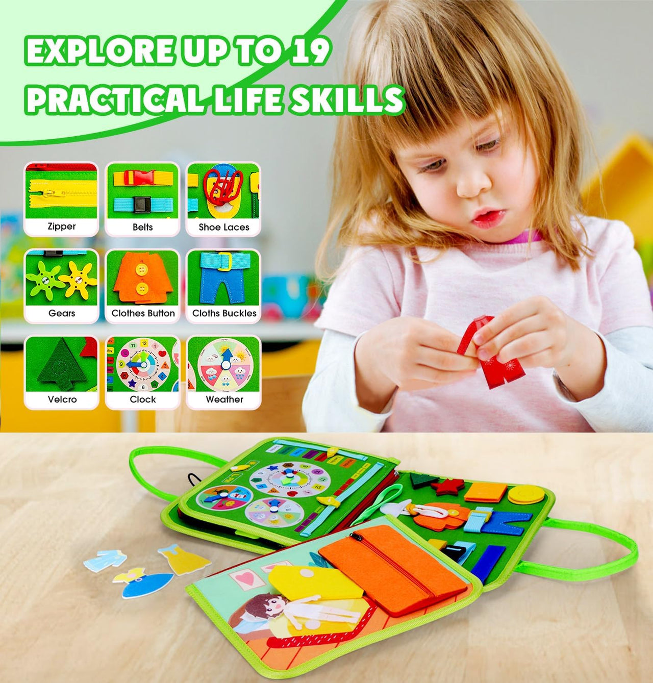 Toystar EduPlay Busy Board | Encourages Learning - Montessori Activity Board for Toddlers - *Stimuleert Leren - Montessori...