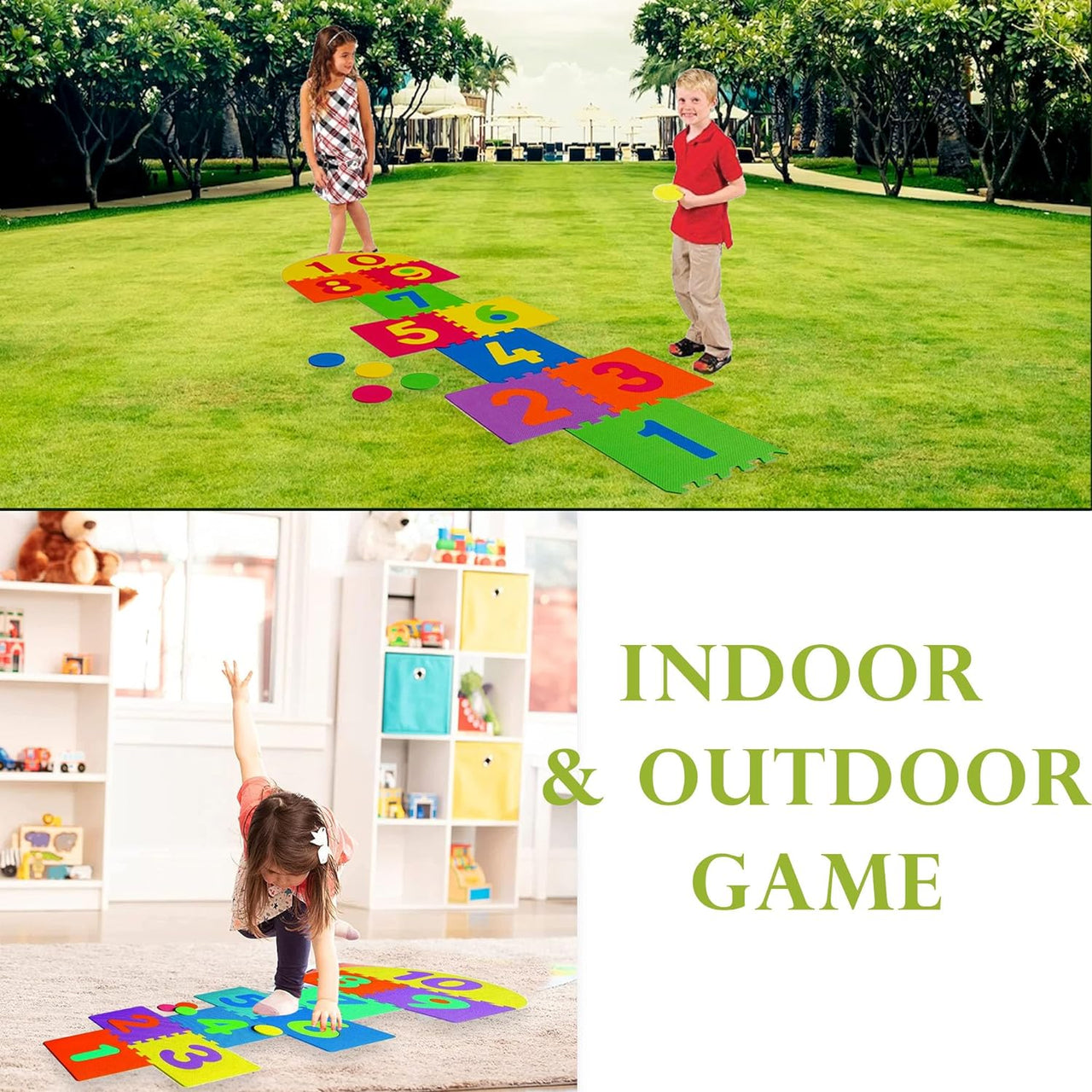 JumpJoy | Springplezier voor binnen en buiten - Zachte schuimrubberen hinkelmat voor kinderen