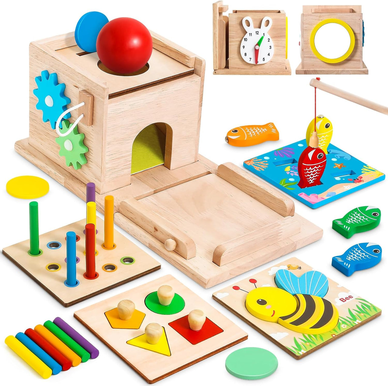 Toystar EcoToys EduPlay Box | Encourage learning and discovery - Montessori Wooden Playset - Stimuleer leren en ontdekken ...