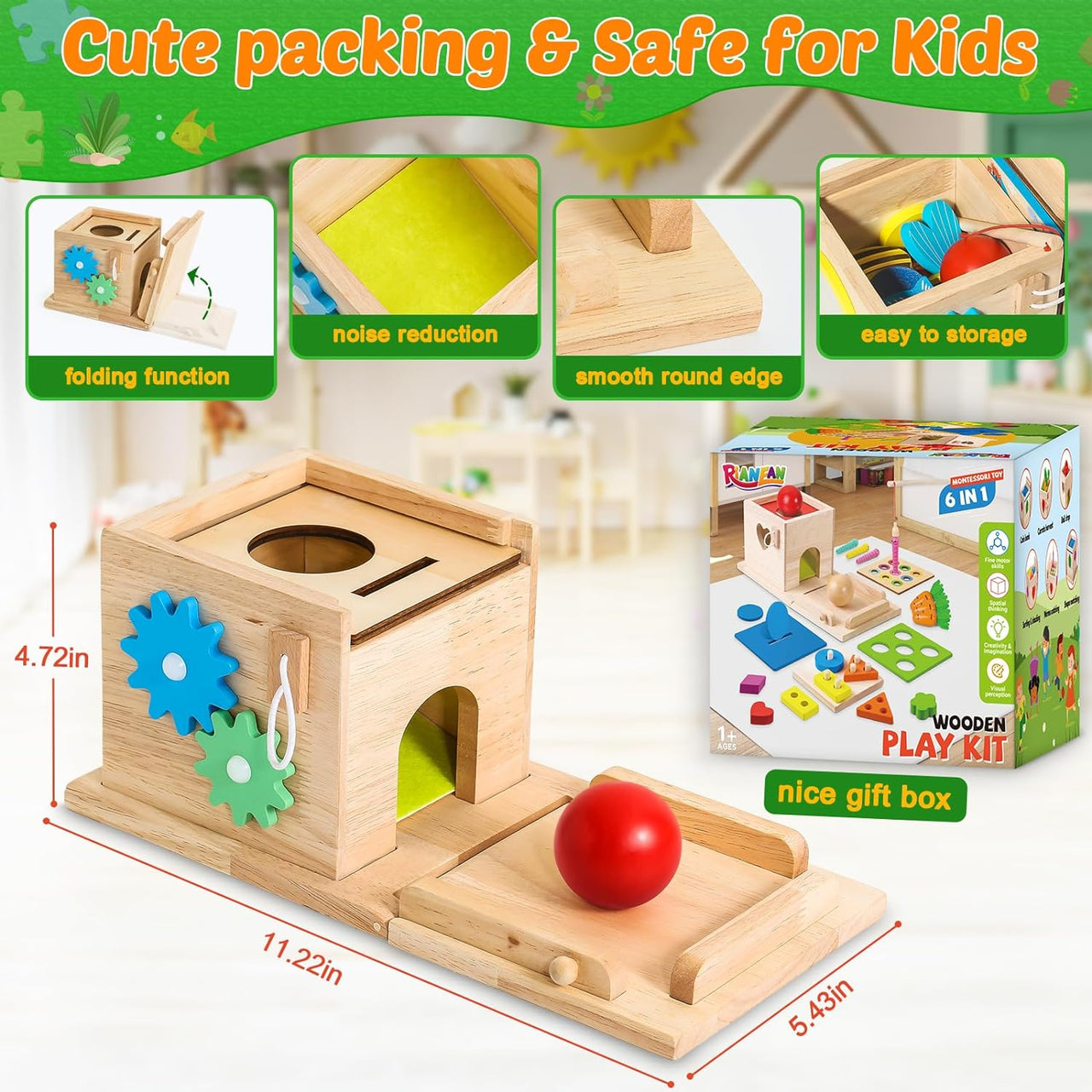 Toystar EcoToys EduPlay Box | Encourage learning and discovery - Montessori Wooden Playset - Stimuleer leren en ontdekken ...