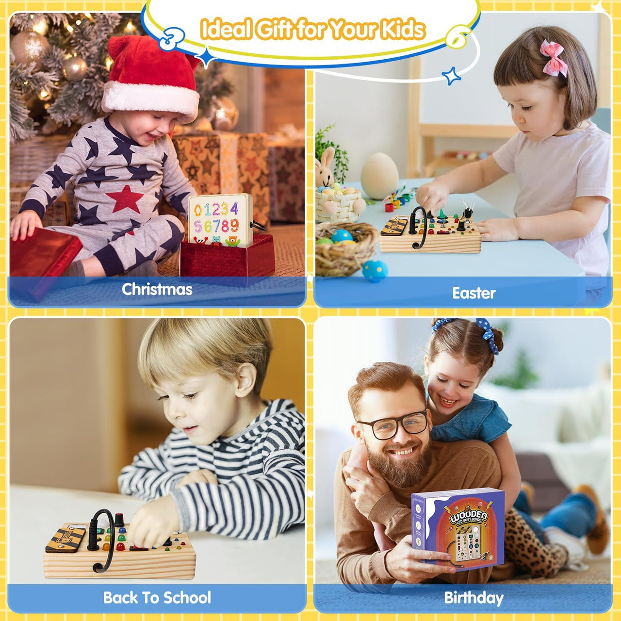Toystar EcoToys GlowSwitch | Develop your Toddler's Creativity - Montessori LED Wooden Game Board - Ontwikkel de Creativit...