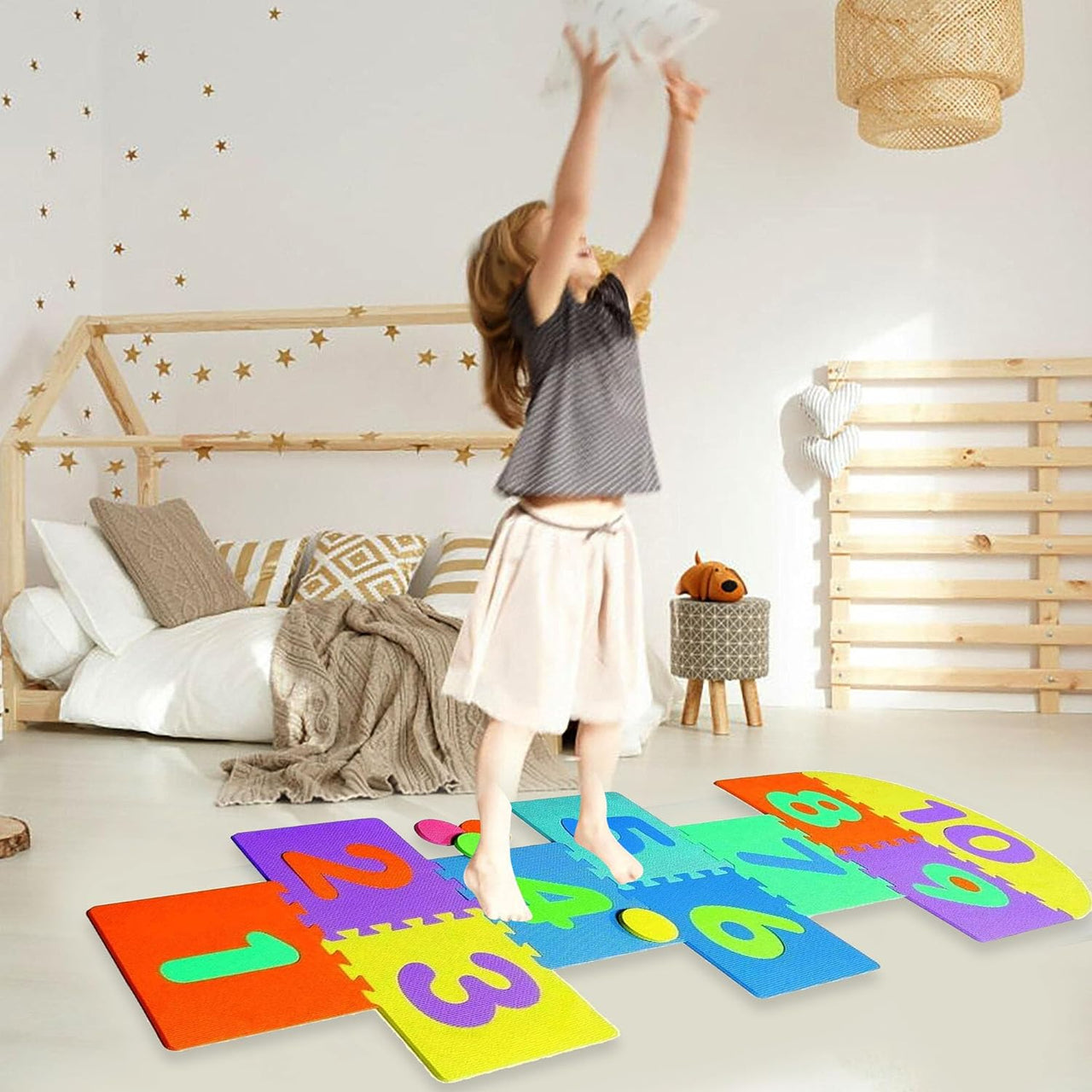 JumpJoy | Springplezier voor binnen en buiten - Zachte schuimrubberen hinkelmat voor kinderen