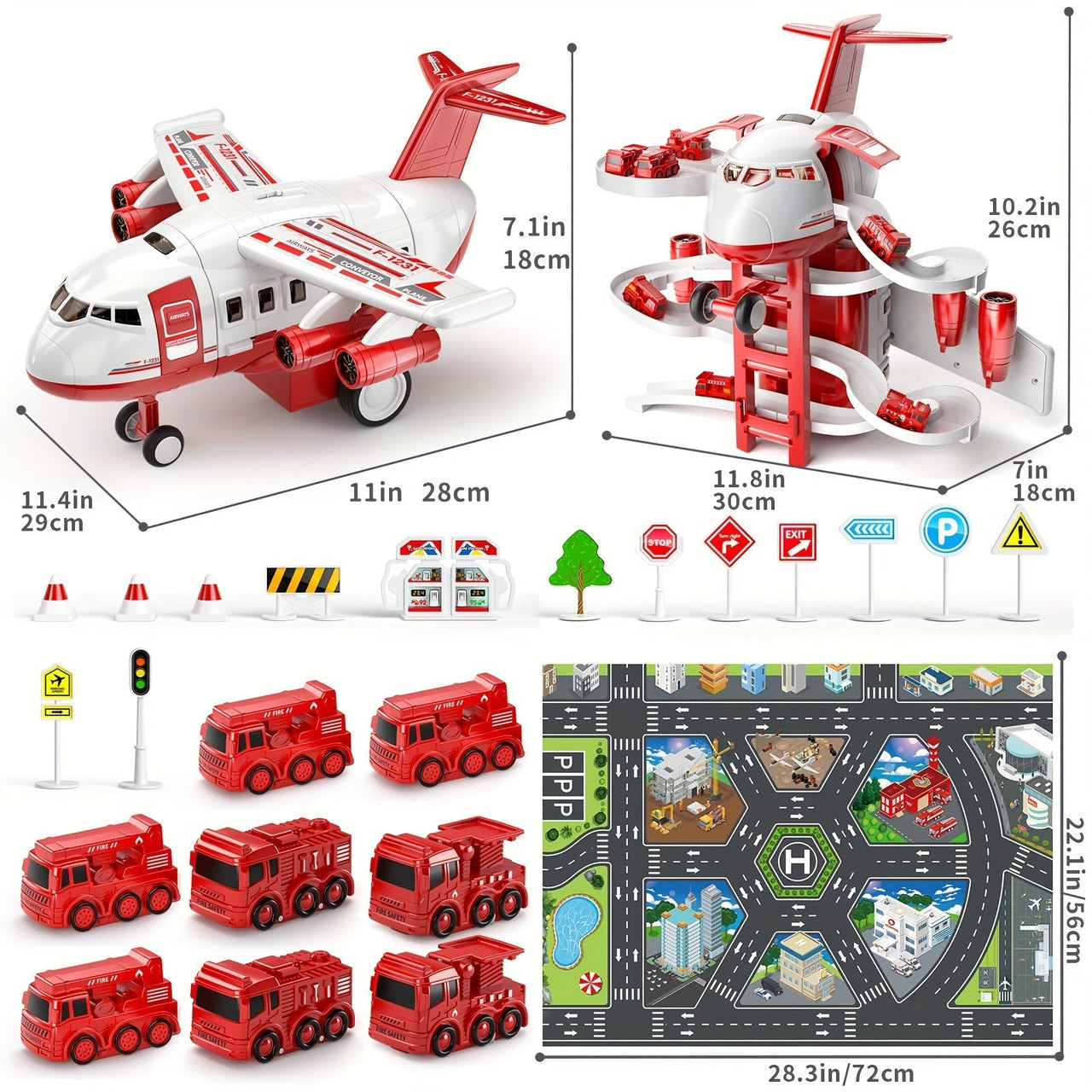 Toystar SkyRescue | Adventurous play fun - Airplane and fire truck play set with play mat - Avontuurlijk speelplezier - Vl...