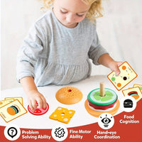 Thumbnail for Toystar BurgerStack | Playful learning to stack - Montessori wooden hamburger set - Speels leren stapelen - Montessori hou...