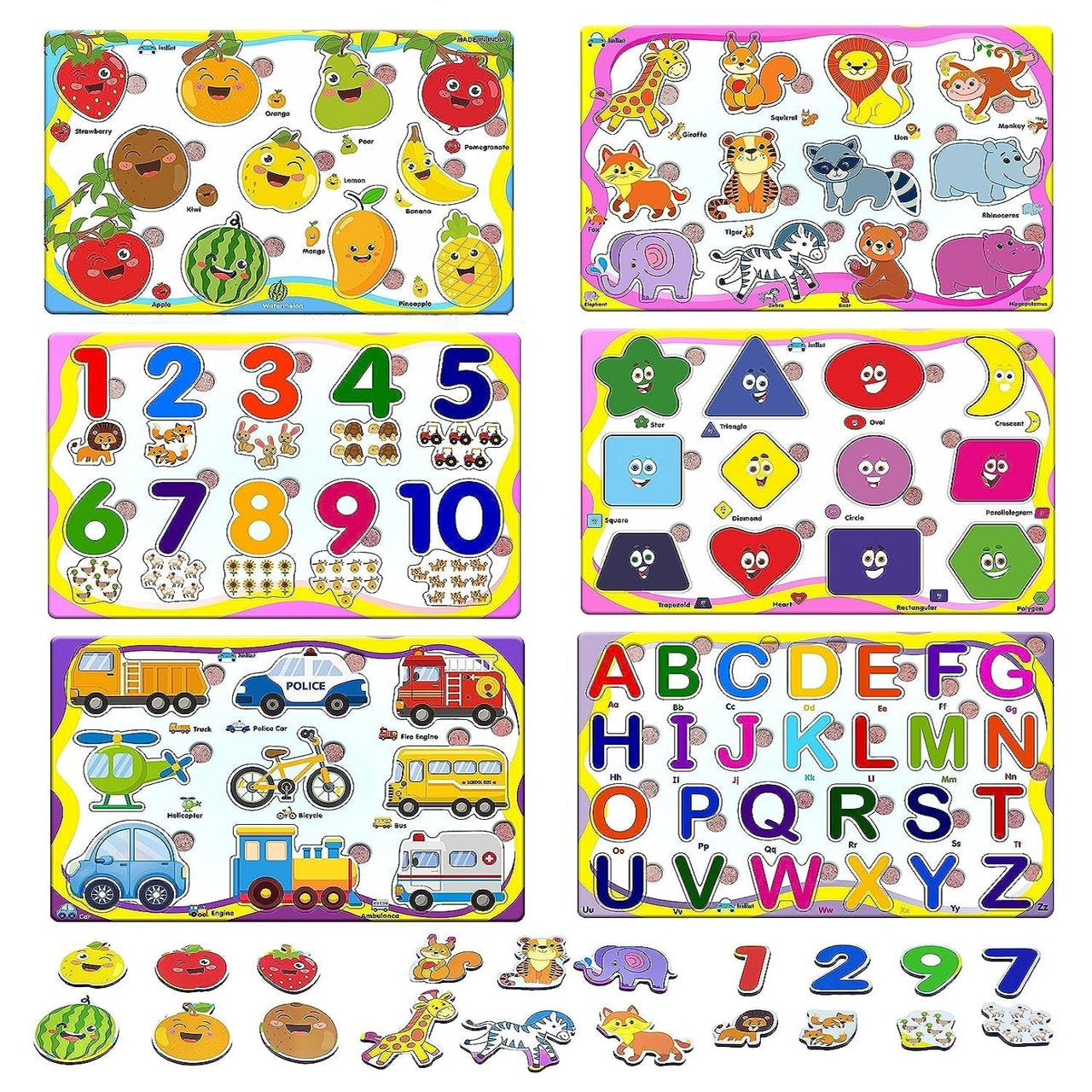Toystar EduPlay | Learning with fun - Wooden puzzle set for toddlers and preschoolers - Leren met plezier - Houten puzzels...